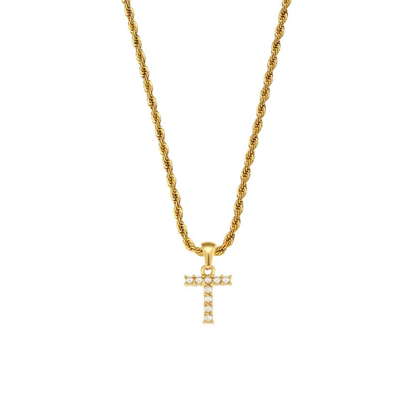 Women's Stainless Steel Fashion Geometric Letter Pendant Twist Chain Necklace With Electroplating