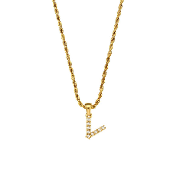 Women's Stainless Steel Fashion Geometric Letter Pendant Twist Chain Necklace With Electroplating