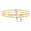 Women's Stainless Steel Figaro Chain Anklet With Zircon Letter Charms Gold Plated Inlaid Artificial Gemstones Layered Fashion Foot Jewelry