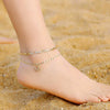 Women's Stainless Steel Figaro Chain Anklet With Zircon Letter Charms Gold Plated Inlaid Artificial Gemstones Layered Fashion Foot Jewelry