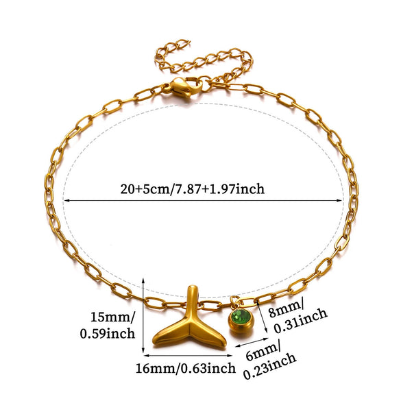 Women's Stainless Steel Fishtail Anklet With Zircon Seashell Pendant Oceaninspired Fashion Jewelry Wholesale