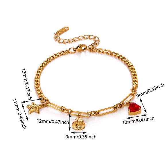 Women's Stainless Steel Fishtail Anklet With Zircon Seashell Pendant Oceaninspired Fashion Jewelry Wholesale
