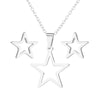 Women's Stainless Steel Fivepointed Star Necklace And Earrings Set With Hollow Geometric Pendants And Electroplated Finish