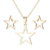 Women's Stainless Steel Fivepointed Star Necklace And Earrings Set With Hollow Geometric Pendants And Electroplated Finish
