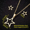 Women's Stainless Steel Fivepointed Star Necklace And Earrings Set With Hollow Geometric Pendants And Electroplated Finish