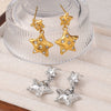 Women's 316L Stainless Steel Fivepointed Star Rhinestone Inlaid Electroplated Earrings Fashion Style