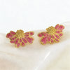 Women's Stainless Steel Floral Earrings With Enamel Oil Drip Finish Sweet Textured Flower Design Electroplated Fashion Jewelry
