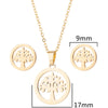 Women's Stainless Steel Floral Plant Motif Necklace And Earrings Jewelry Set With Electroplated Finish