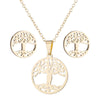 Women's Stainless Steel Floral Plant Motif Necklace And Earrings Jewelry Set With Electroplated Finish