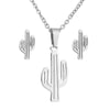 Women's Stainless Steel Floral Plant Motif Necklace And Earrings Jewelry Set With Electroplated Finish