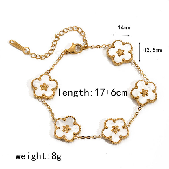 Women's Stainless Steel Flower Bracelet With Electroplating Treatment