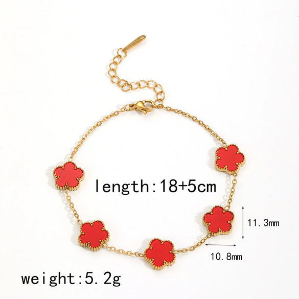 Women's Stainless Steel Flower Bracelet With Electroplating Treatment