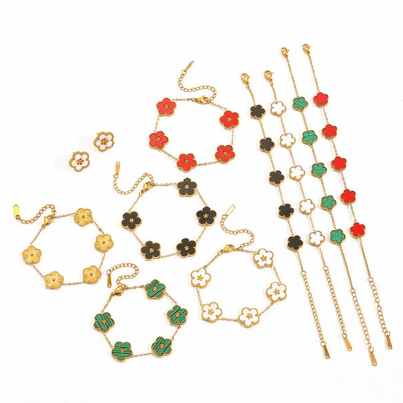 Women's Stainless Steel Flower Bracelet With Electroplating Treatment