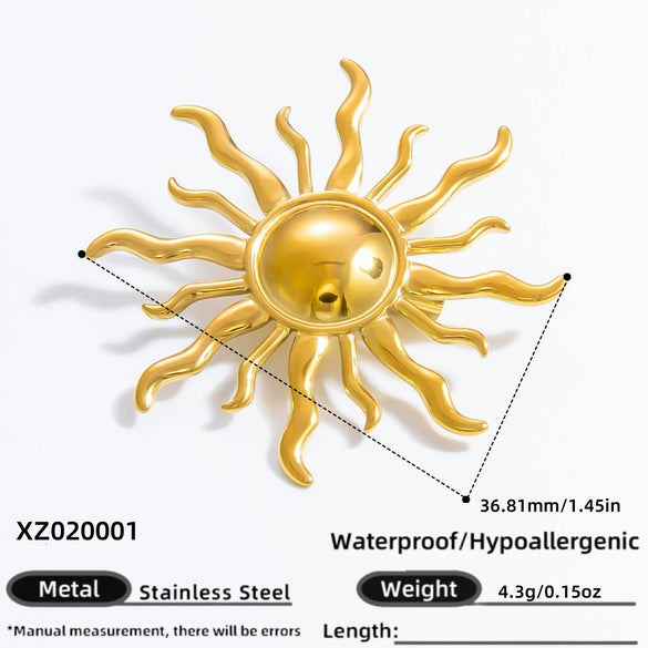 Women's Stainless Steel Flower Brooches With Electroplating