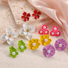 Women's Stainless Steel Flower Drop Earrings With Dripping Oil Finish Long Versatile Floral Jewelry Accessories