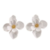 Women's Stainless Steel Flower Drop Earrings With Dripping Oil Finish Long Versatile Floral Jewelry Accessories