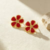 Women's Stainless Steel Flower Earrings With Dripping Oil Finish Sweet High End Floral Design Non Fading Fashion Jewelry
