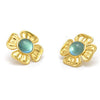 Women's Stainless Steel Flower Earrings With Retro Highend Sense Emerald Oil Painting Sense Electroplating Treatment