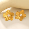 Women's Stainless Steel Flower Geometric Electroplated Earrings