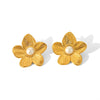 Women's Stainless Steel Flower Geometric Electroplated Earrings