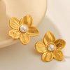 Women's Stainless Steel Flower Geometric Electroplated Earrings