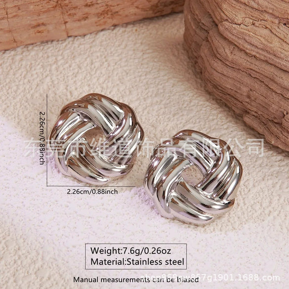 Women's Stainless Steel Flower Heart Drop Geometric Earrings Electroplated