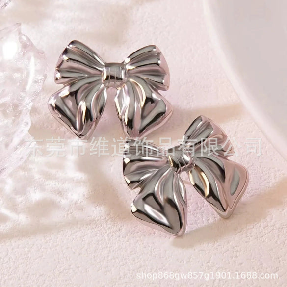 Women's Stainless Steel Flower Heart Drop Geometric Earrings Electroplated