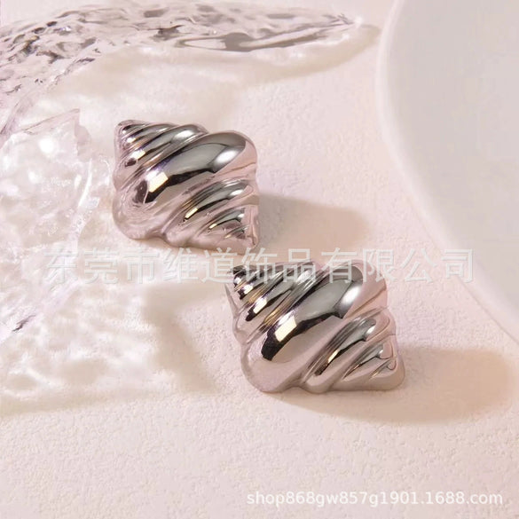 Women's Stainless Steel Flower Heart Drop Geometric Earrings Electroplated