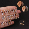 Women's Stainless Steel Flower Inlaid Zircon Ear Nail Earrings