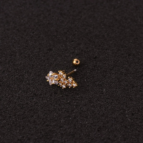 Women's Stainless Steel Flower Inlaid Zircon Ear Nail Earrings