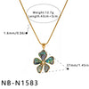 Women's Stainless Steel Flower Jewelry Set With Rhinestones Shell Pendant Necklace Bracelet Earrings And Ring 18K Vacuum Plated