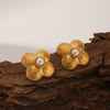 Women's Stainless Steel Flower Pearl Earrings With Vacuum Plating