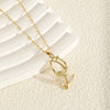 Women's Stainless Steel Flower Pendant Necklace With Mixed Gemstone Setting And Electroplating In Simple Geometric Style