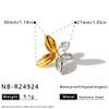 Women's Stainless Steel Flower Shaped Open Ring With 18K Gold Vacuum Plating Lightweight Modern Geometric Style