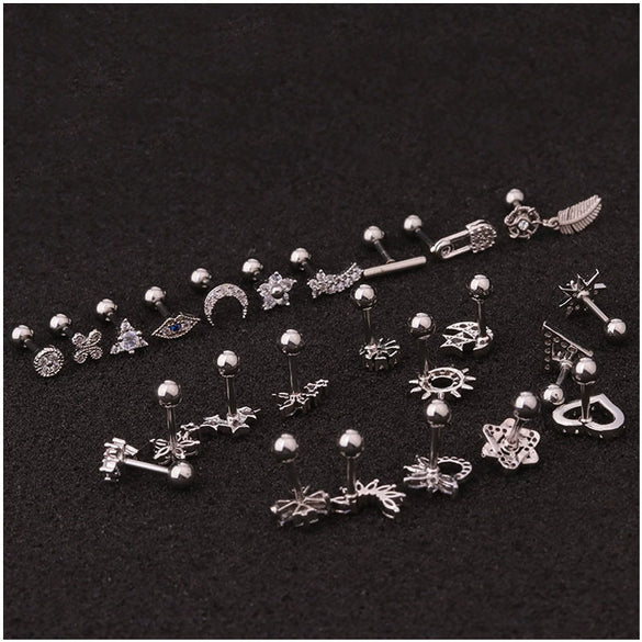 Women's Stainless Steel Flower Stud Earrings Inlaid With Zircon