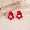 Women's Stainless Steel Flower Stud Earrings With Pearl Accents Simple Elegant And Versatile Floral Jewelry