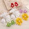Women's Stainless Steel Flower Stud Earrings With Pearl Accents Simple Elegant And Versatile Floral Jewelry