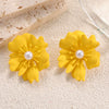 Women's Stainless Steel Flower Stud Earrings With Pearl Accents Simple Elegant And Versatile Floral Jewelry