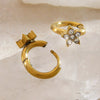 Women's Stainless Steel Flower Zircon Earrings With Micro Encrusted Diamond Look Electroplated Floral Stud Jewelry