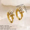 Women's Stainless Steel Flower Zircon Earrings With Micro Encrusted Diamond Look Electroplated Floral Stud Jewelry