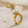 Women's Stainless Steel Flower Zircon Earrings With Micro Encrusted Diamond Look Electroplated Floral Stud Jewelry