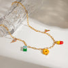 Women's Stainless Steel Food Fruit Style Clavicle Chain Pendant Necklace With Electroplating