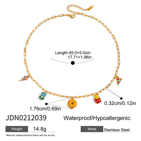 Women's Stainless Steel Food Fruit Style Clavicle Chain Pendant Necklace With Electroplating