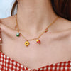 Women's Stainless Steel Food Fruit Style Clavicle Chain Pendant Necklace With Electroplating