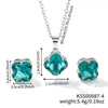 Women's Stainless Steel Four Leaf Clover Jewelry Set With Multicolor Micro Inlaid Rhinestone Earrings And Necklace Floral Plant Design