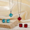 Women's Stainless Steel Four Leaf Clover Jewelry Set With Multicolor Micro Inlaid Rhinestone Earrings And Necklace Floral Plant Design
