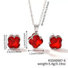 Women's Stainless Steel Four Leaf Clover Jewelry Set With Multicolor Micro Inlaid Rhinestone Earrings And Necklace Floral Plant Design