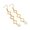 Women's Stainless Steel Four Leaf Clover Pearl Pendant Earrings Electroplated With 18K Gold Floral Street Style Fashion Earrings