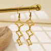 Women's Stainless Steel Four Leaf Clover Pearl Pendant Earrings Electroplated With 18K Gold Floral Street Style Fashion Earrings