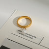 Women's Stainless Steel Freshwater Pearl Geometric Ring With Electroplating And Natural Style